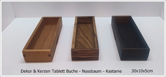 Dekor & Kerzen Tablett Buche - Nussbaum - Kastanie