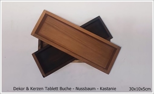 Dekor & Kerzen Tablett Buche - Nussbaum - Kastanie